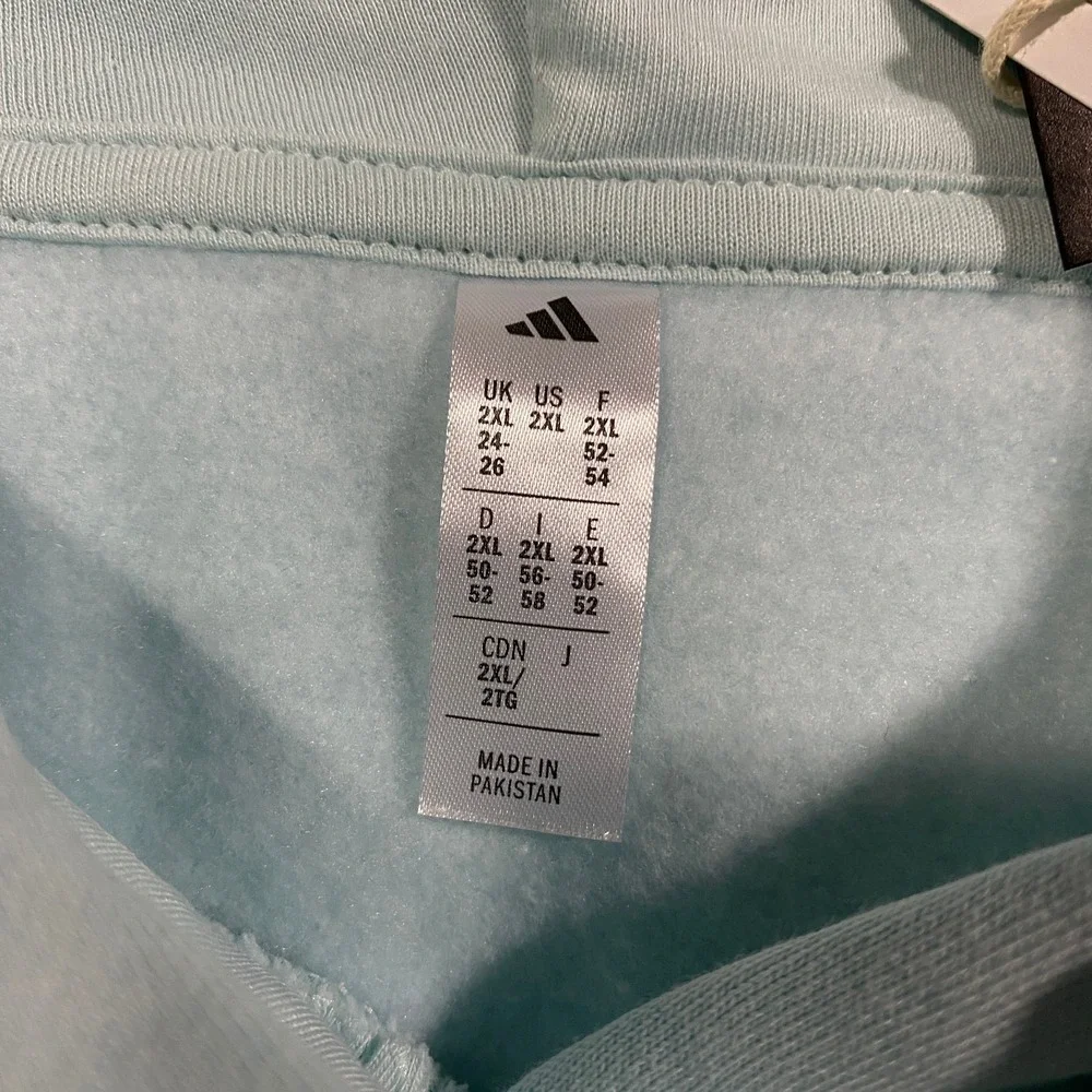 Adidas Trefoil Floral Logo Hoodie Womens XXL Halo Mint Blue Flowers Pullover